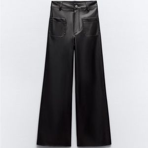 HIGH-WAISTED FAUX LEATHER ZW MARINE STRAIGHT PANTS